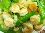 802. Shrimp with Snow Peas in a white wine sauce